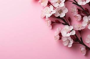 AI generated a pink background with blossoms on it photo