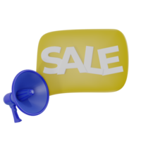 3d render megaphone and speech bubble with sale writing. for sales banners on social media and the web png