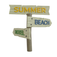 summer vacation hotel or beach directions, 3D rendering png