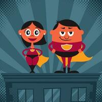 Superhero Couple Cartoon vector