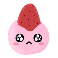 söt jordgubb daifuku mochi karaktär maskot söt tecknad serie illustration png