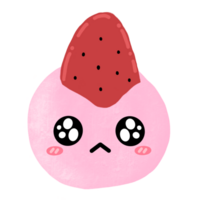 schattig aardbei daifuku mochi karakter mascotte kawaii tekenfilm illustratie png