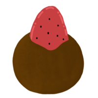 jordgubb choklad daifuku mochi tecknad serie illustration png