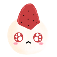 mignonne fraise Daifuku mochi personnage mascotte kawaii dessin animé illustration png