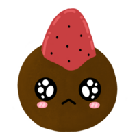 schattig aardbei chocola daifuku mochi karakter mascotte kawaii tekenfilm illustratie png