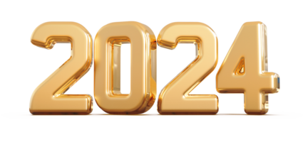 2024 Nouveau année - 3d or nombre png
