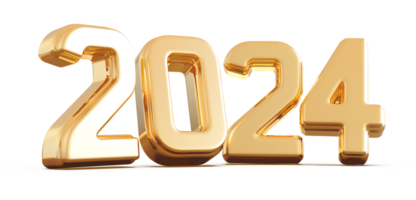 2024 nieuw jaar - 3d goud aantal png