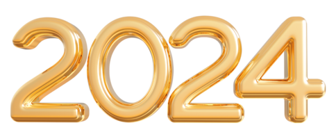 2024 Nouveau année - 3d or nombre png