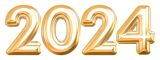 2024 nuevo año - 3d oro número png