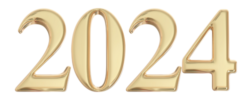 2024 Nouveau année - 3d or nombre png