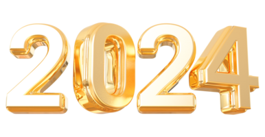2024 Nouveau année - 3d or nombre png