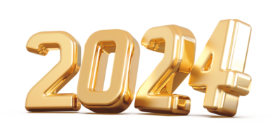 2024 nuevo año - 3d oro número png