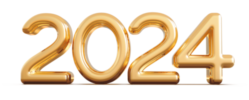 2024 nieuw jaar - 3d goud aantal png