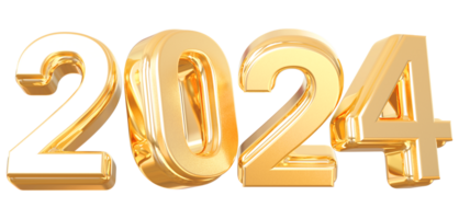 2024 nuevo año - 3d oro número png