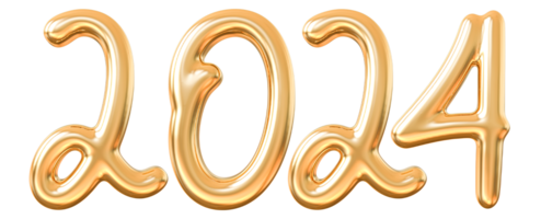 2024 New Year - 3D Gold Number png