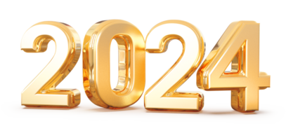 2024 nuovo anno - 3d oro numero png