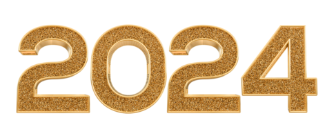 2024 nuevo año - 3d oro número png