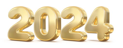 2024 nuovo anno - 3d oro numero png