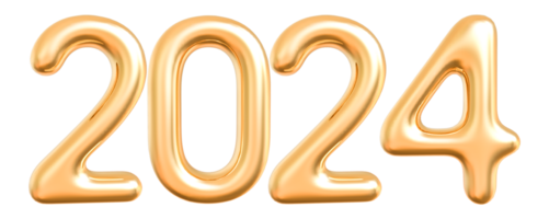 2024 Nouveau année - 3d or nombre png