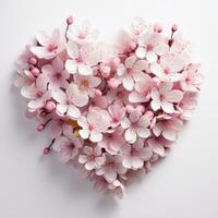 ai generado flores son arreglado dentro un grande decorativo corazón forma foto