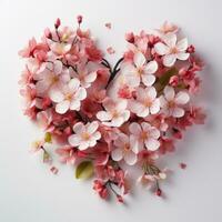 ai generado flores son arreglado dentro un grande decorativo corazón forma foto