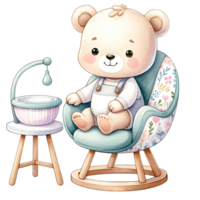 AI generated Watercolor children's chair Nursery style in pastel colors png