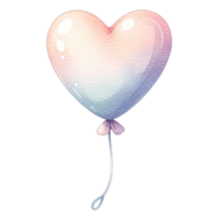 ai généré aquarelle cœur en forme de pastel ballon png
