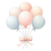 AI generated Watercolor pastel balloons tied with bow png