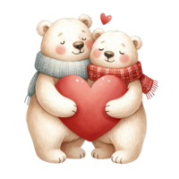 ai gegenereerd valentijnsdag dag paar teddy beer knuffel rood hart png