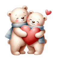 AI generated Valentines Day couple teddy bear hug red heart png