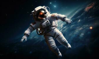 AI generated an astronaut floating in outer space, photo