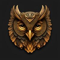 AI generated Owls quetzalcoatl head, symmetrical, flat icon design, AI generated photo
