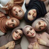 ai generado hermosa caras de musulmán chicas, ai generado. foto