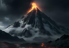 AI generated volcanic mountain, AI generated. photo