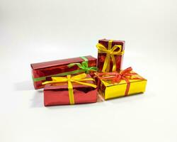 Birthday sparkling gift box isolated white background photo