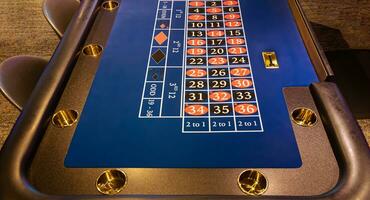 Casino game table waiting for tourists to spend money and place bets photo