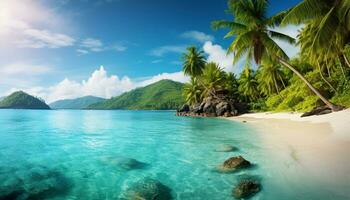 AI generated Exotic tropical beach with turquoise water photo