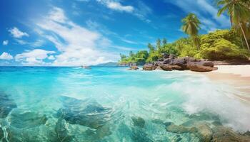 AI generated Exotic tropical beach with turquoise water photo