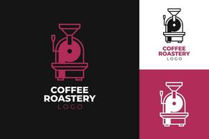 Logo Icon Symbol combination of roastery coffee machine with letter p for coffeeshop and roasting company business vector