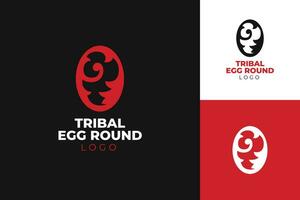 tribal rojo huevo redondeado logo icono símbolo para deporte logo competencia fútbol americano o baloncesto diseño vector