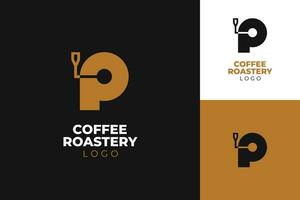 logo letra pags combinación con café asador máquina minimalista y moderno diseño vector