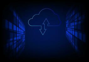 Cloud data storage concept. Cloud computing  on blue technology background. vector