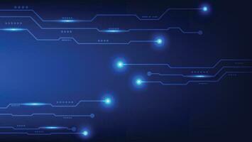 Hola tecnología digital circuito tablero. eléctrico líneas conectado en azul Encendiendo antecedentes. futurista tecnología diseño elemento concepto vector