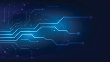 Hi tech digital circuit board. electrical lines connected on blue lighting background. futuristic technology design element concept vector