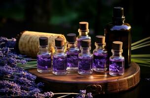 AI generated lavender aromatherapy essentials photo