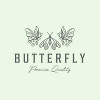 butterfly logo line art illustration design minimalist creative from insect beautiful vector