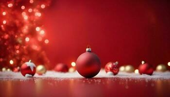 AI generated merry christmas red background wallpaper photo