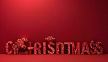AI generated merry christmas red background wallpaper photo