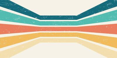 Abstract Colorful vintage 1970 Hippie Retro Minimal stylish wallpaper background of rainbow groovy Wavy Line design with dirty texture. use to cloth, textile, poster, banner, decorative, wall art. vector