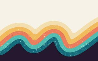 Abstract Colorful vintage 1970 Hippie Retro Minimal stylish wallpaper background of rainbow groovy Wavy Line design with dirty texture. use to cloth, textile, poster, banner, decorative, wall art. vector